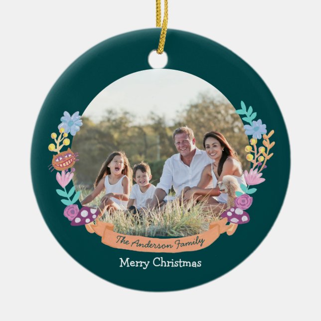 Adorno De Cerámica Wonderland Dreamer floral wreath_green (Frente)