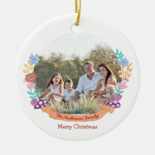 Adorno De Cerámica Wonderland Dreamer floral wreath_white