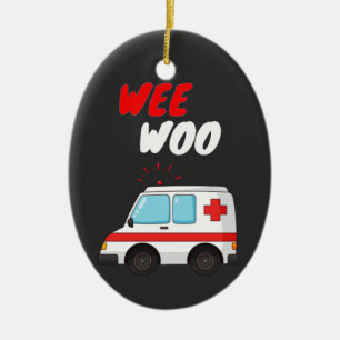 Adorno De Cerámica Woo Ambulance AMR. Funny EMS EMT Regalo paramédic