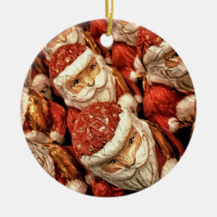 Adorno De Cerámica Wooden Santa Ornament