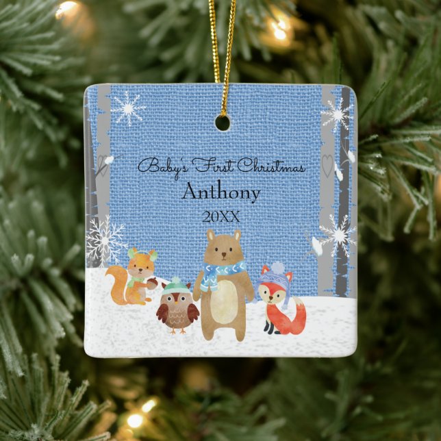 Adorno De Cerámica Woodland Animals Baby's First Christmas (Árbol)