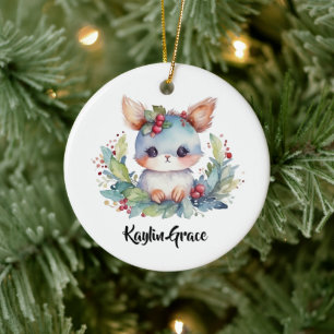 Adorno De Cerámica Woodland Bunny Rabbit Personalizado