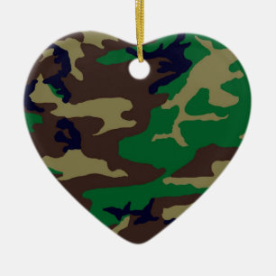 Adorno De Cerámica Woodland Camouflage Heart