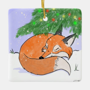 Adorno De Cerámica Woodland Fox Ornament