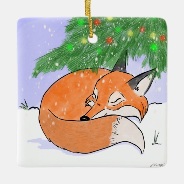 Adorno De Cerámica Woodland Fox Ornament (Anverso)