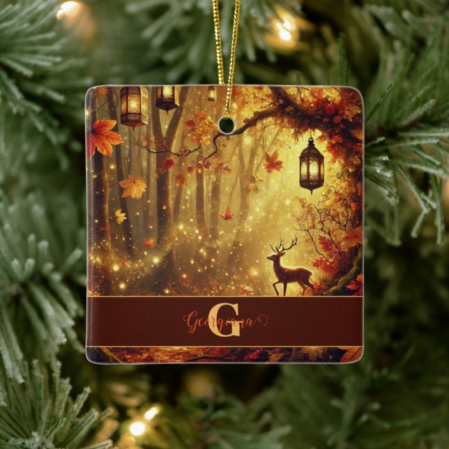 Adorno De Cerámica Woodland otoñal de oro caprichoso (Árbol)