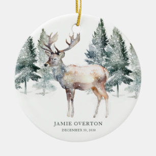 Adorno De Cerámica Woodland primera Navidad con foto de bebé