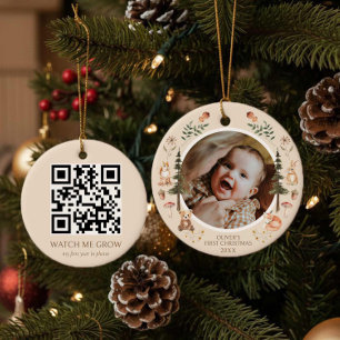 Adorno De Cerámica Woodland ruso primera foto navideña código QR