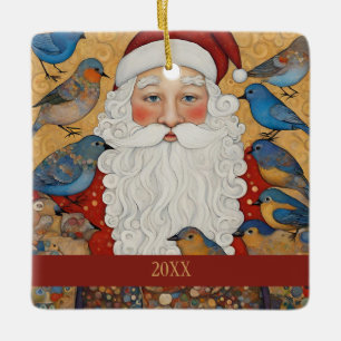 Adorno De Cerámica Woodland Santa Claus