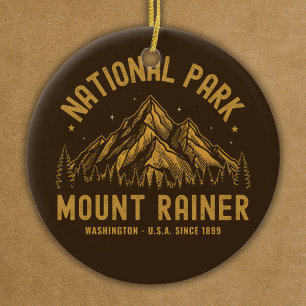 Adorno De Cerámica Woodland Scenery of Mount Rainier National Park
