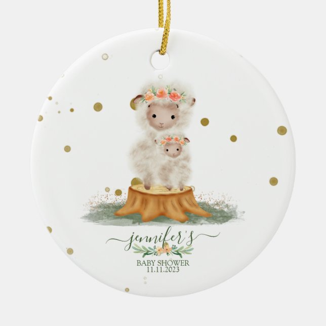 Adorno De Cerámica Woodland Sheep christmas baby shower (Frente)