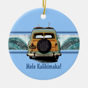 Adorno De Cerámica Woody Wave Surf Ornament