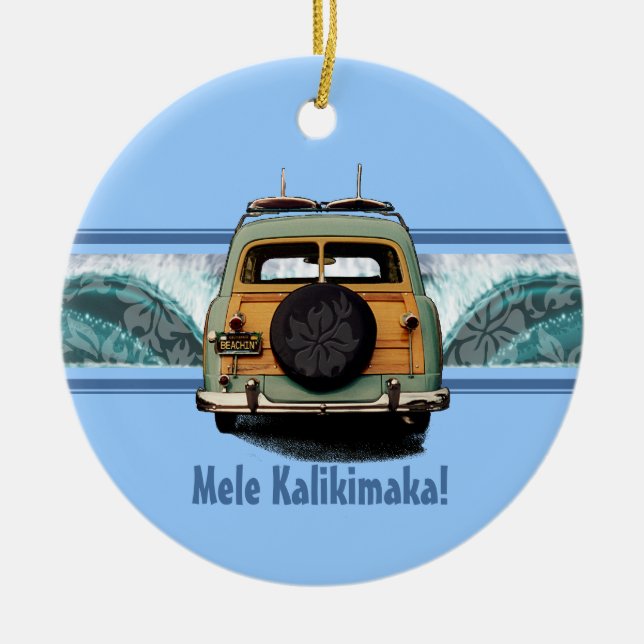 Adorno De Cerámica Woody Wave Surf Ornament (Frente)