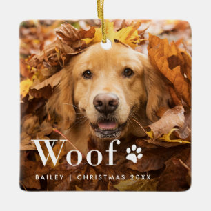 Adorno De Cerámica Woof Fotos de tu perro y una imagen de pata
