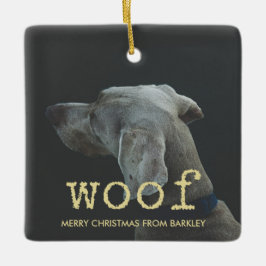 Adorno De Cerámica Woof in Vintage Gold Typewriter Mensajes de texto 