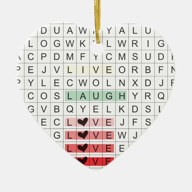 Adorno De Cerámica Word Search Love (Frente)