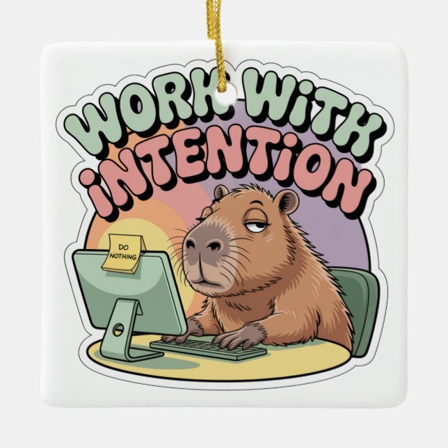 Adorno De Cerámica Work With Intention (Anverso)