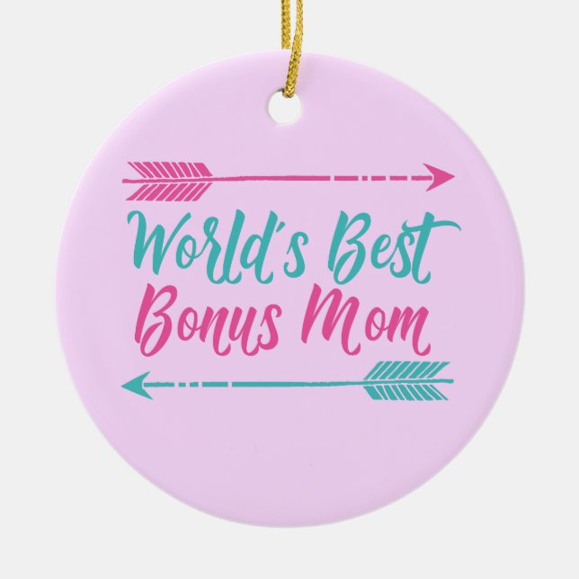 Adorno De Cerámica World's Best Bonus Mom (Frente)