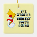 Adorno De Cerámica World's Coolest Color Guard Ceramic Ornament<br><div class="desc">World's coolest color guard text with a colorguard snowman holding a flag and wearing a scarf with flags is a funny colorguard design for marching band in indoor winter guard members.</div>