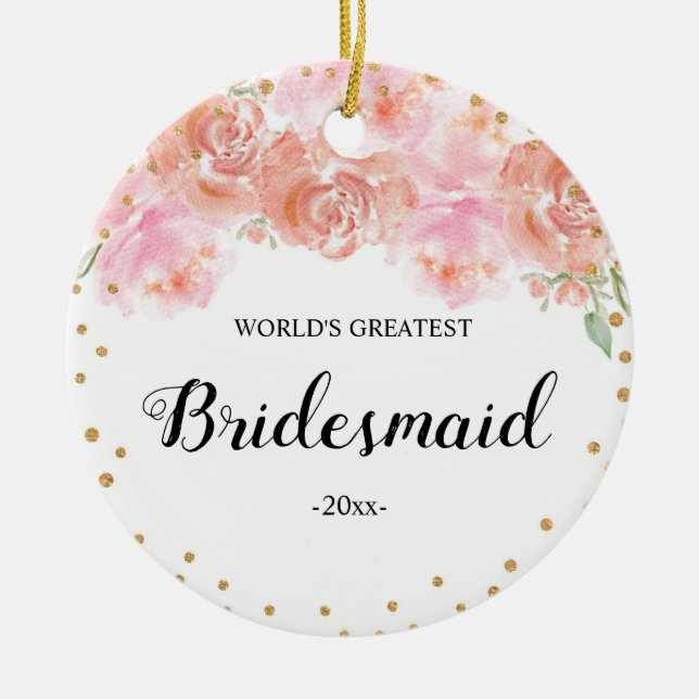 Adorno De Cerámica World's Greatest Bridesmaid Christmas Ornament (Frente)