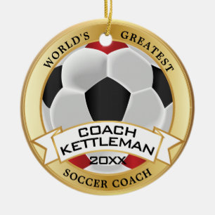 Adorno De Cerámica World's Greatest Soccer ⚽💖 Coach Red - Black