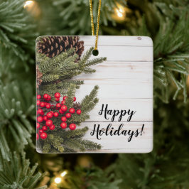 Adorno De Cerámica Wreath and Holly Holiday Collection