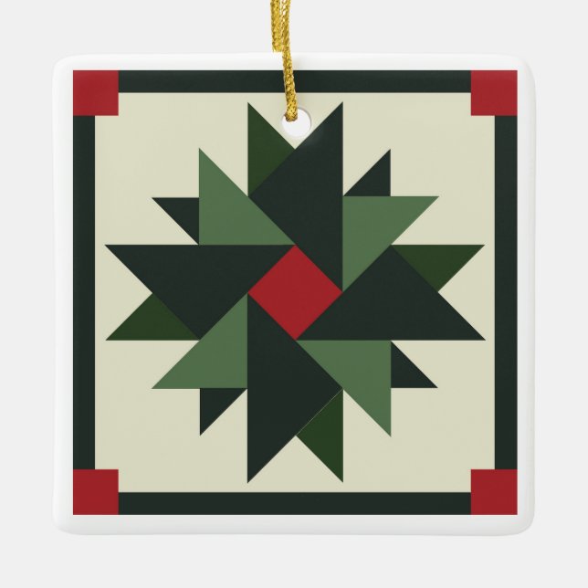 Adorno De Cerámica Wreath Barn Quilt Ornament (Anverso)
