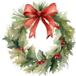 Adorno De Cerámica Wreath de Navidades de acuarela