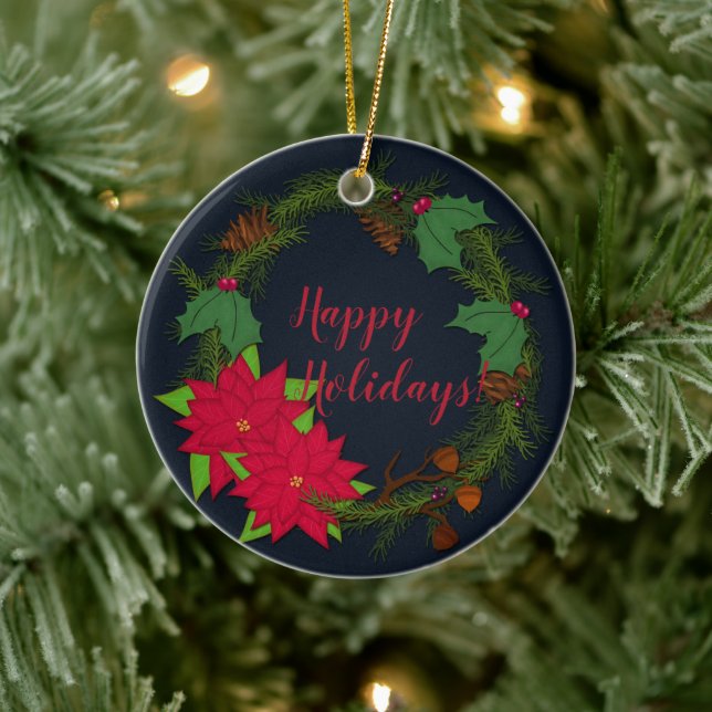 Adorno De Cerámica Wreath de Pine de vacaciones | Navidades Personali (Árbol)