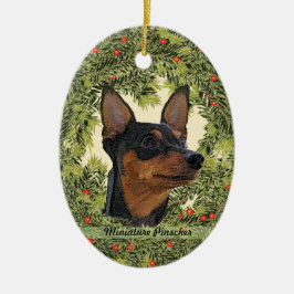 Adorno De Cerámica Wreath de Pinscher en miniatura
