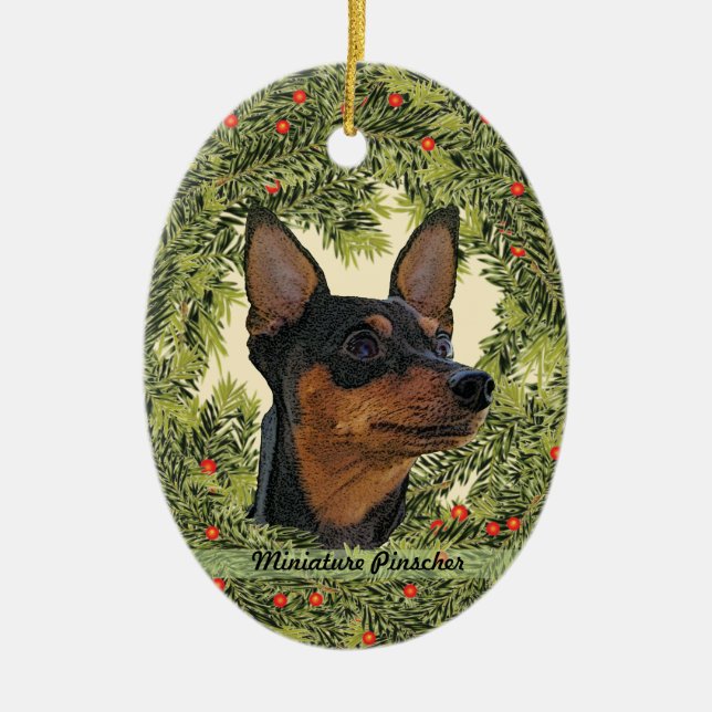 Adorno De Cerámica Wreath de Pinscher en miniatura (Frente)