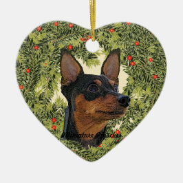 Adorno De Cerámica Wreath de Pinscher en miniatura
