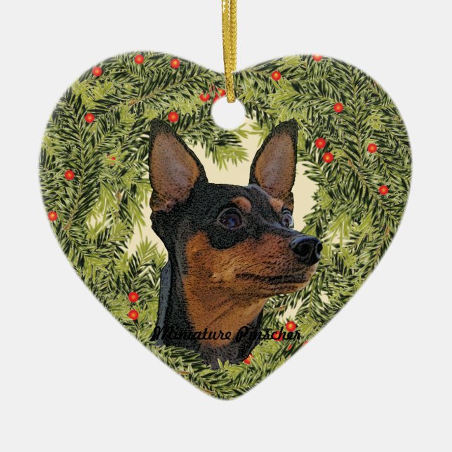 Adorno De Cerámica Wreath de Pinscher en miniatura (Frente)