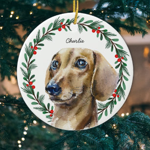 Adorno De Cerámica Wreath de vacaciones personalizado de acuarela Dac