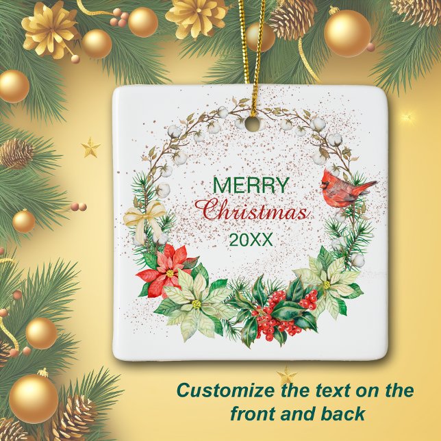 Adorno De Cerámica Wreath del cardenal rojo (Subido por el creador)