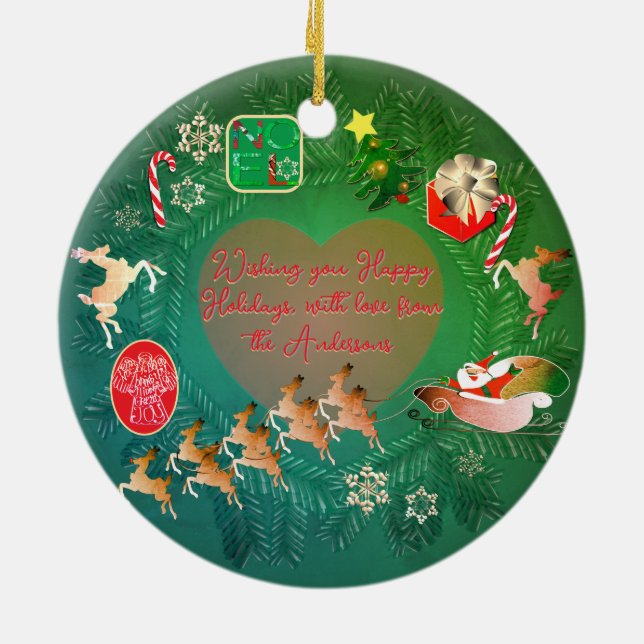 Adorno De Cerámica Wreath + Foto de navidades (Atrás)
