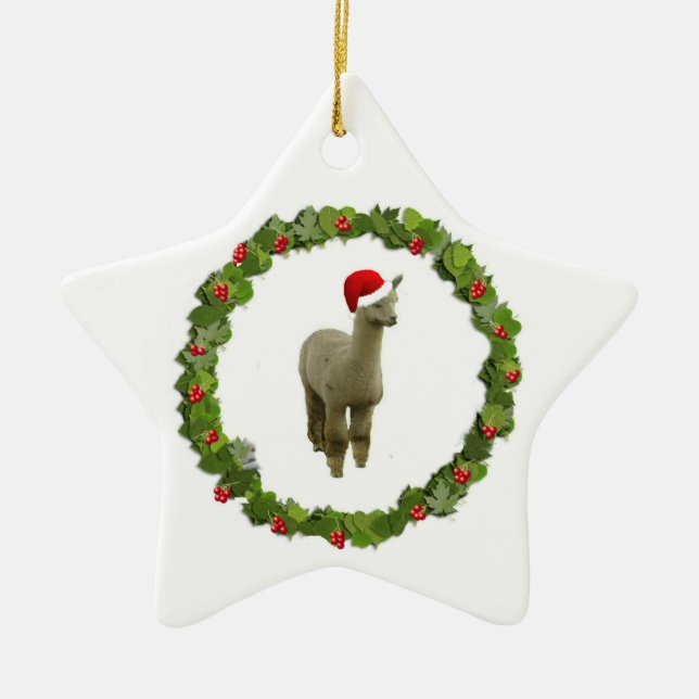 Adorno De Cerámica Wreath Navidades de Alpaca (Frente)