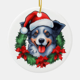 Adorno De Cerámica Wreath, Navidades de Blue Heeler