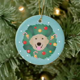 Adorno De Cerámica Wreath, Navidades de Golden Retriever