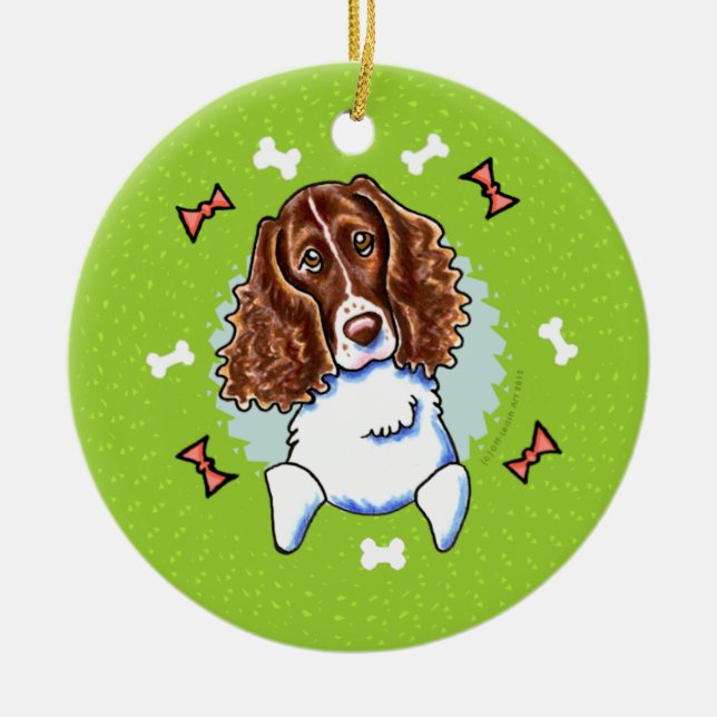 Adorno De Cerámica Wreath Navidades Springer Spaniel (Frente)