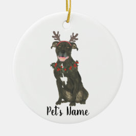 Adorno De Cerámica Wreath personalizada de Antlers Staffy Black Pitbu