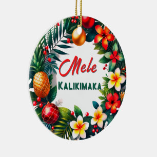 Adorno De Cerámica Wreath tropical de Navidades de Hawái