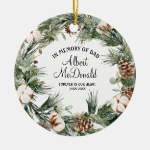 Adorno De Cerámica Wreath Watercolor In Memory of Dad Christmas