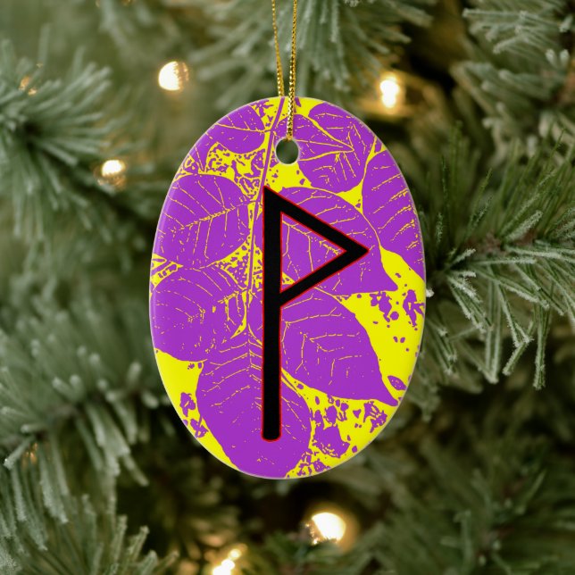 Adorno De Cerámica Wunjo Viking Rune Yule Ornament - ¡Alegría! (Árbol)