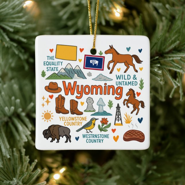 Adorno De Cerámica Wyoming Custom Family Trip Christmas (Árbol)