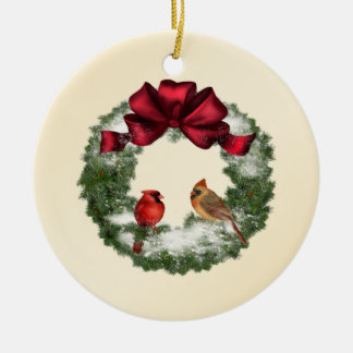 Adorno De Cerámica X-Mas Wreath y Aves