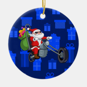 Adorno De Cerámica xmas biker santa claus