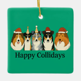 Adorno De Cerámica Xmas Collie Ornaments 