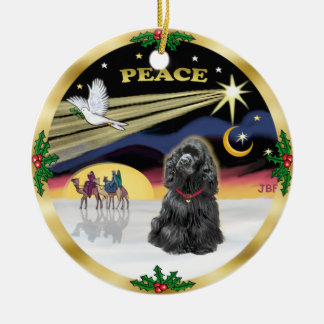 Adorno De Cerámica Xmas Dove - Cocker Spaniel negro