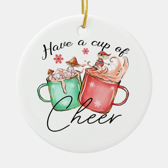 Adorno De Cerámica Xmas Gift Have A Cup Of Cheer (Frente)